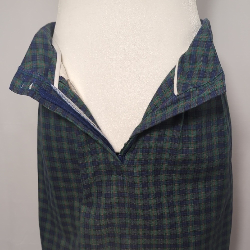 Vintage 80s 90s Nautica Tartan Plaid Green Blue Women's Skirt Midi Maxi Fall Med - Picture 13 of 16